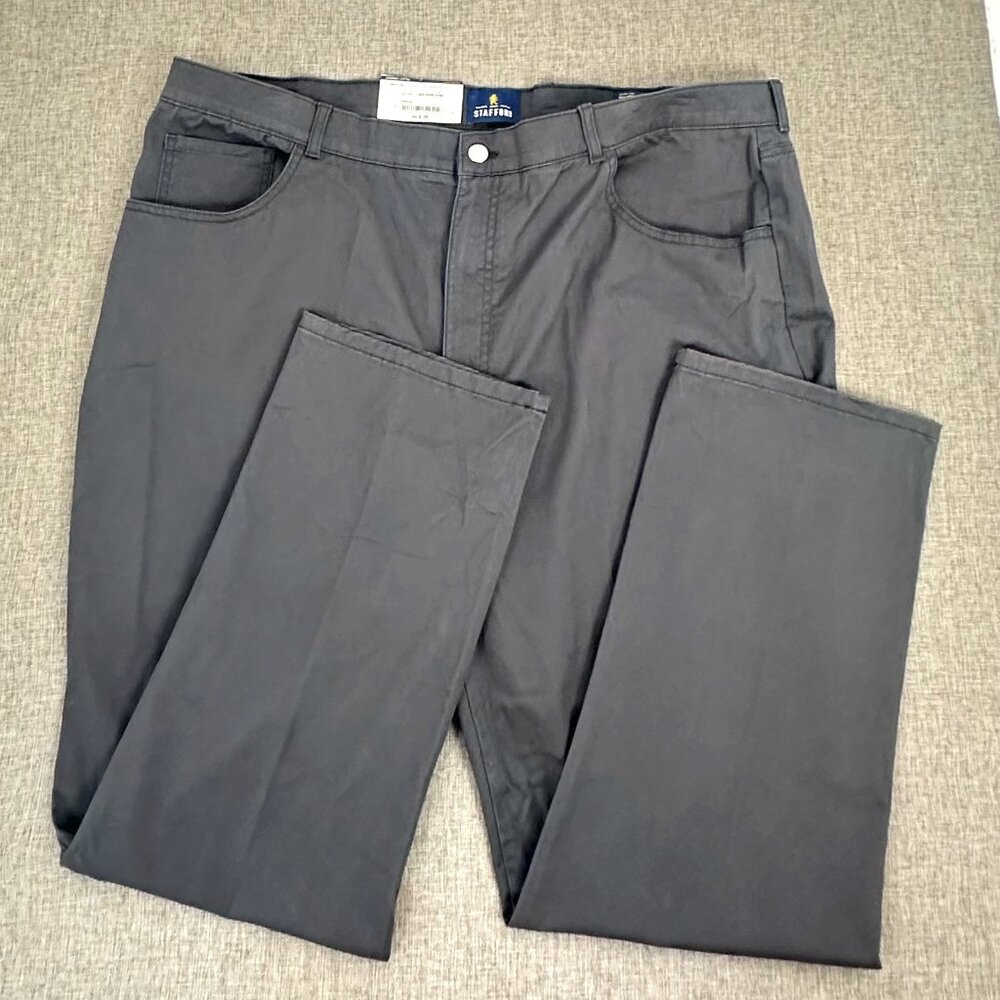 NEW! Mens Stafford Chino Pants Slim Fit Charcoal Gray $80 Comfort stretch‎ 44X30